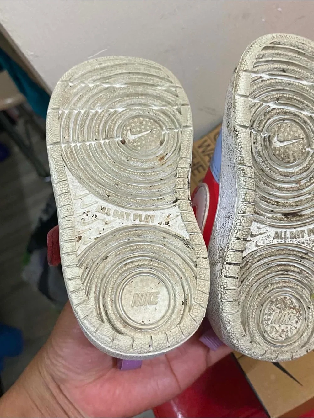 Nike Kids Red and White Velcro Sneakers